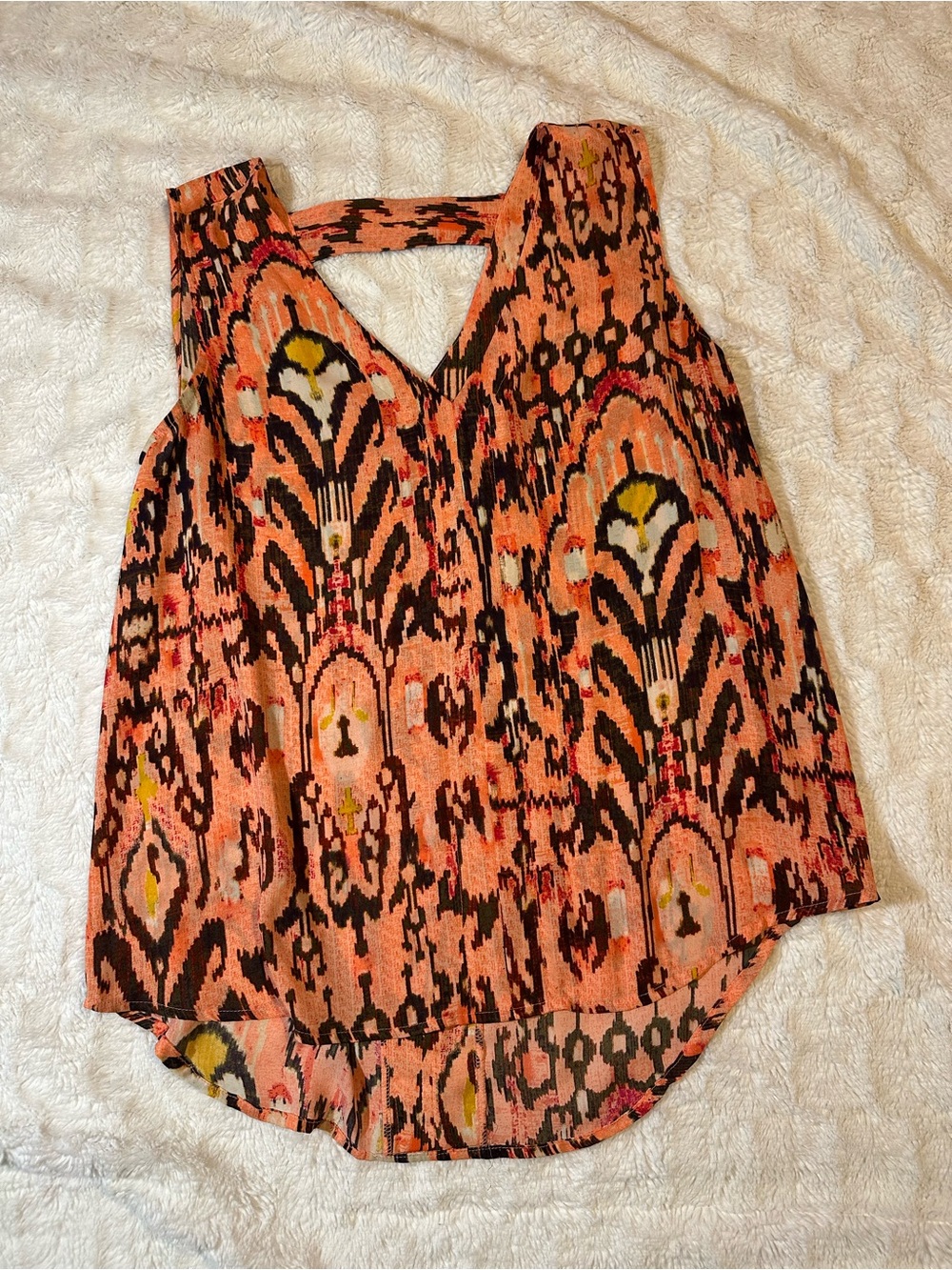 a.n.a Orange Multi-Print V-Neck Tank Top